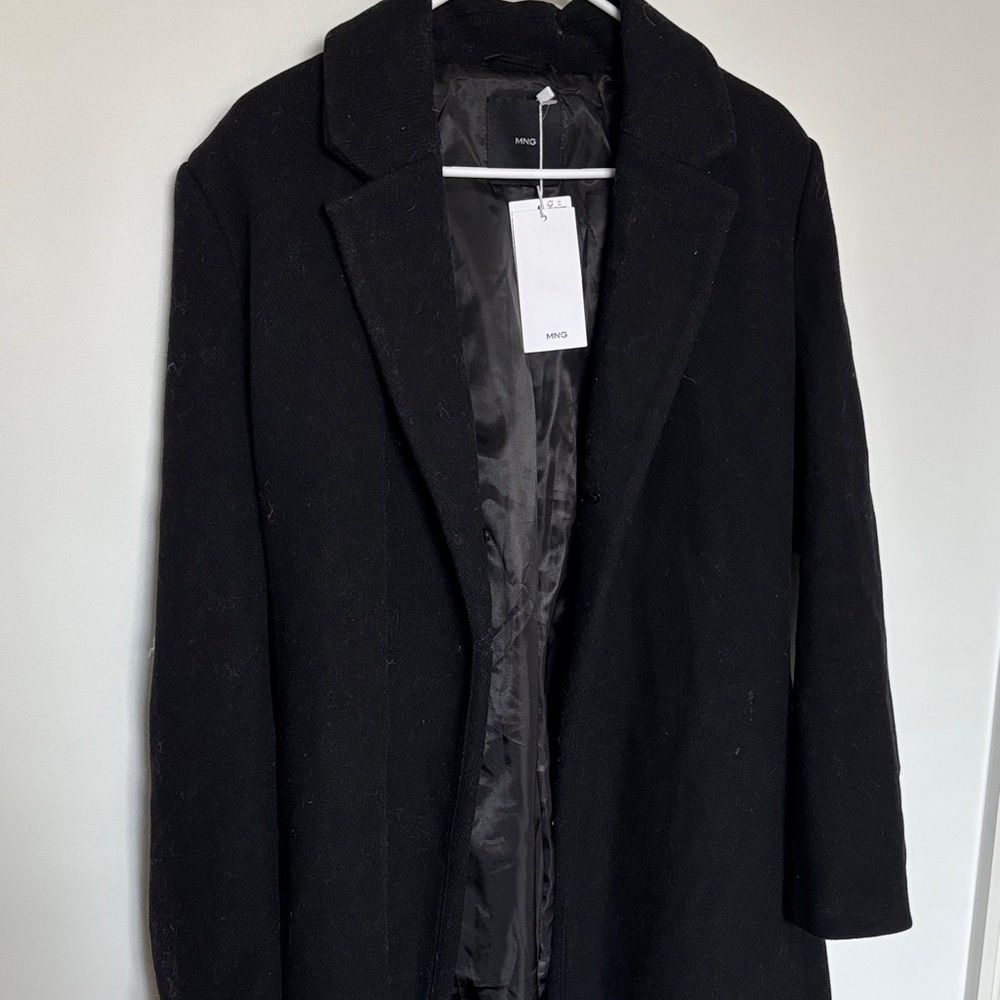 Mango Black Belted Wrap Coat, new with tags - Picture 7 of 7